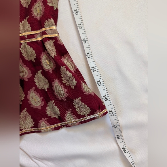 3 pc Maroon Salwar Suit With Printed Design - XL size - Picture 13 of 16